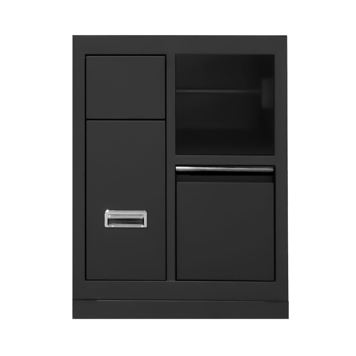 MOBILE A 3 CASSETTI CON SUPPORTO PER BOBINA DI CARTA - NERO | 16493K
