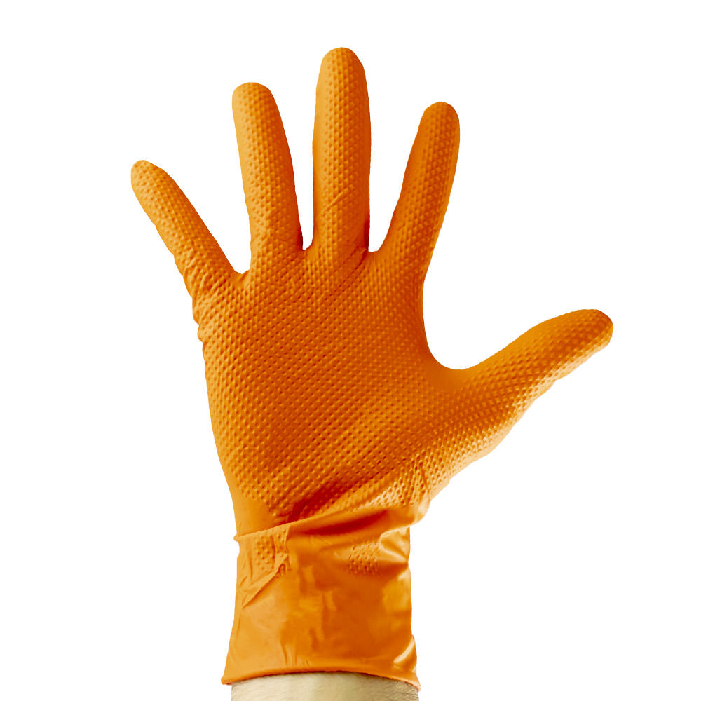 SCATOLA DA 100 PZ GUANTI NITRILE DIAMANTATI ARANCIO | TAGLIA M/L/XL | 53551 - 53552 - 53553