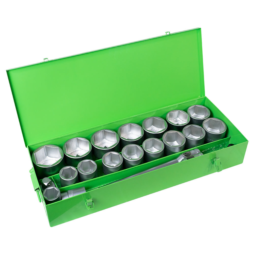 SET METALLICO DA 21 PEZZI CON BUSSOLE ESAGONALI DA 1" ? FINITURA ZINCATA | 51616