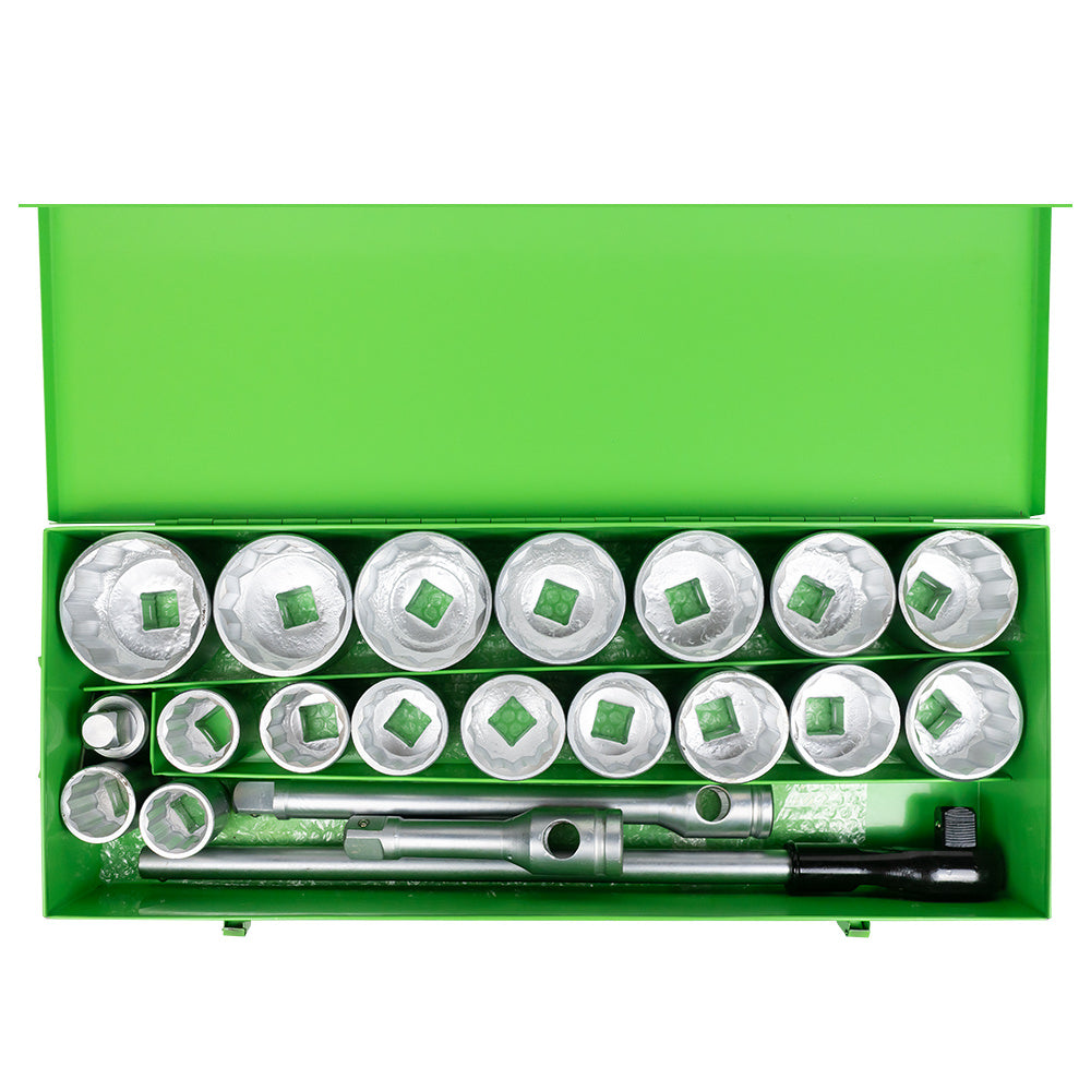 51855 VALIGETTA IN METALLO CON 21 PEZZI AUTOCLAVE DA 1" POLIGONALI SATINATI