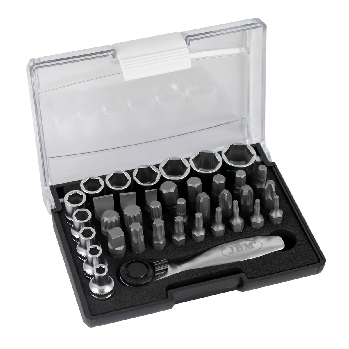 MINI SET DI 37 INSERTI E BUSSOLE CON CRICCHETTO 1/4" | 52198