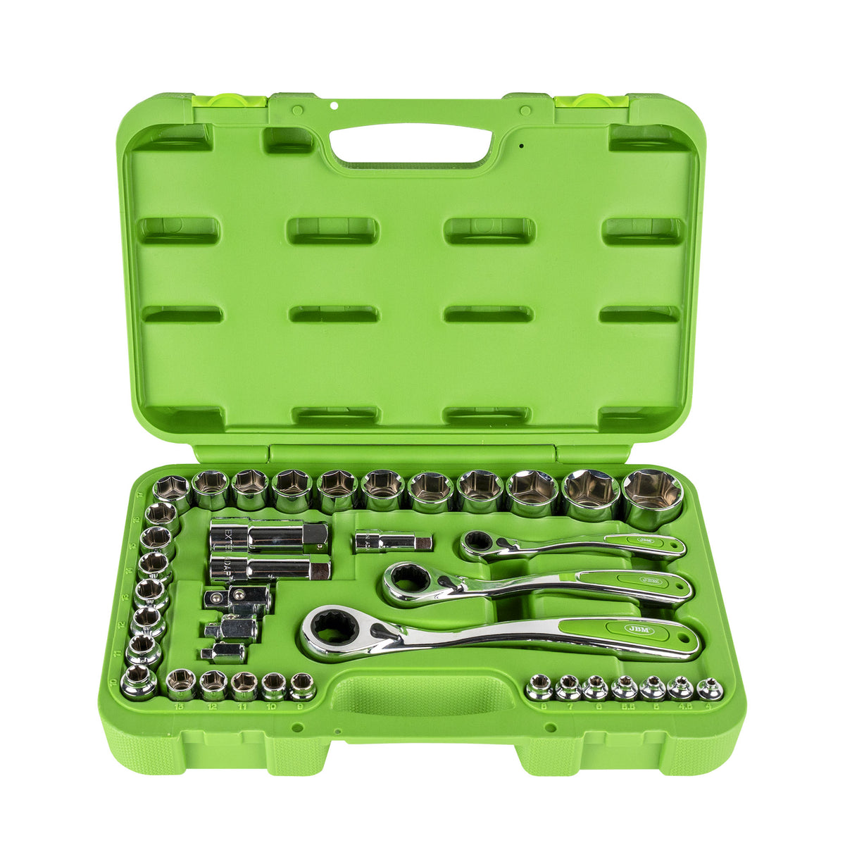 SET DI UTENSILI GO-THROUGH DA 39 PEZZI CON BUSSOLE DA 1/2", 1/4" E 3/2" ? FINITURA CROMATA | 52418