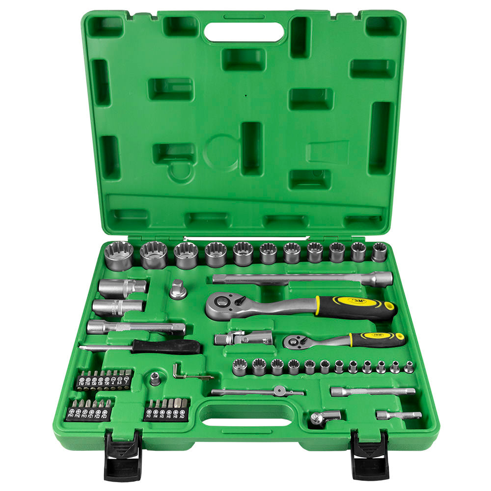 SET DI UTENSILI DA 60 PEZZI CON BUSSOLE SPLINE DA 1/2" E 1/4" ? FINITURA ZINCATA | 52722