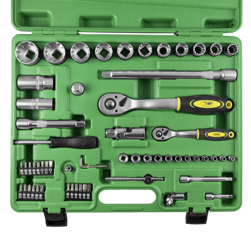 SET DI UTENSILI DA 60 PEZZI CON BUSSOLE SPLINE DA 1/2" E 1/4" ? FINITURA ZINCATA | 52722