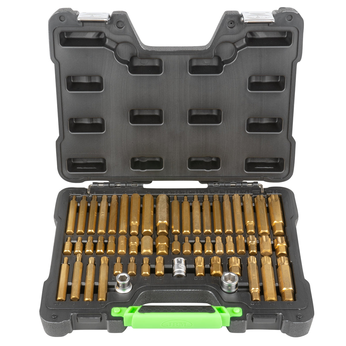VALIGETTA DI 55 PEZZI CON INSERTI ESAGONALI, A 12 CANTI E TORX E ADATTATORI 1/2" E 3/8" | 52753