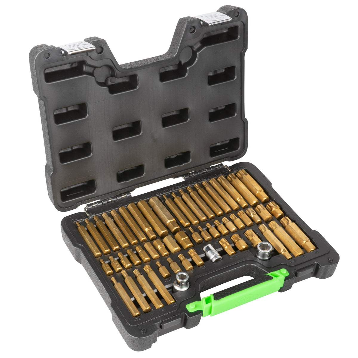 VALIGETTA DI 55 PEZZI CON INSERTI ESAGONALI, A 12 CANTI E TORX E ADATTATORI 1/2" E 3/8" | 52753