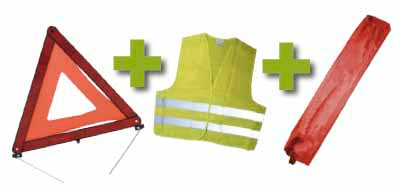 KIT D EMERGENZA + BORSA ROSSO MINI + GIUBBOTTO RIFLETTENTE + TRIANGOLO DI SEGNALAZIONE | 53094