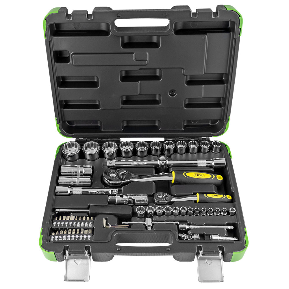 SET DI UTENSILI DA 60 PEZZI CON BUSSOLE SPLINE DA 1/2" E 1/4" ? FINITURA CROMATA | 53108