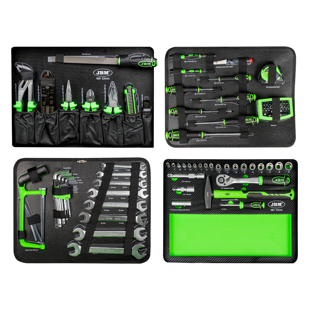 53444-VALIGETTA IN ALLUMINIO CON UTENSILI 108 PEZZI CON BUSSOLE 1/2" SATINATE