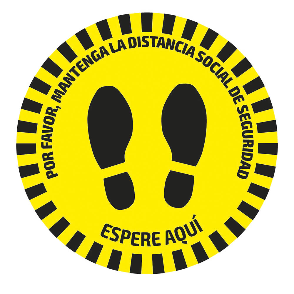 ETICHETTA ADESIVA ROTONDA PER PAVIMENTI - DISTANZA DI SICUREZZA | 53843ES