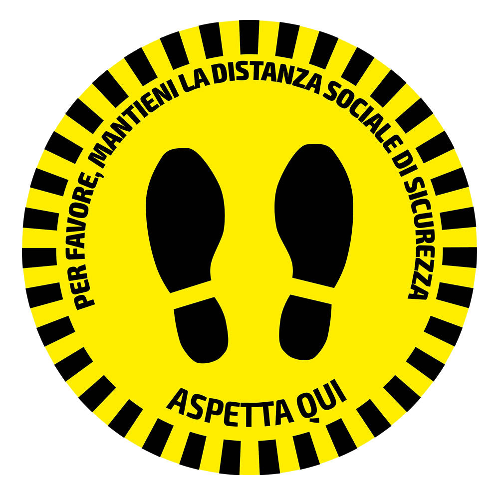 ETICHETTA ADESIVA ROTONDA PER PAVIMENTI - DISTANZA DI SICUREZZA | 53843IT