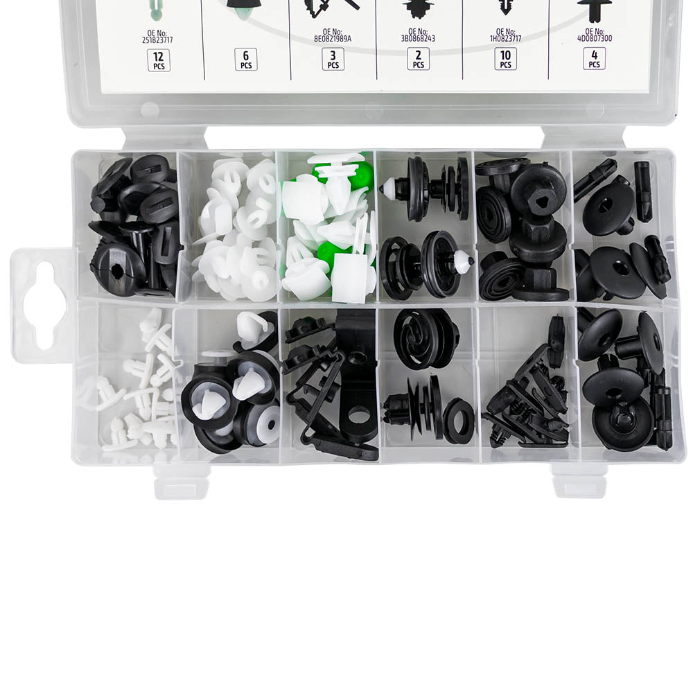 ASSORTIMENTO DI 79 PZ. CLIP PER PANNELLI PORTA/MODANATURA/TAPPEZZATURA VAG/SEAT/SKODA | 53716