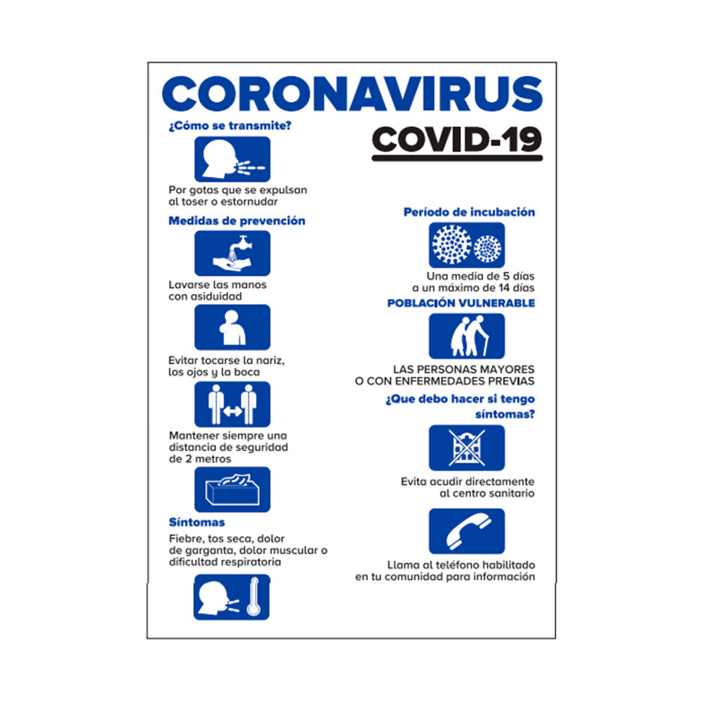 CARTELLO INFORMATIVO - PRECAUZIONI PER LA PROTEZIONE CONTRO COVID-19 | 53819