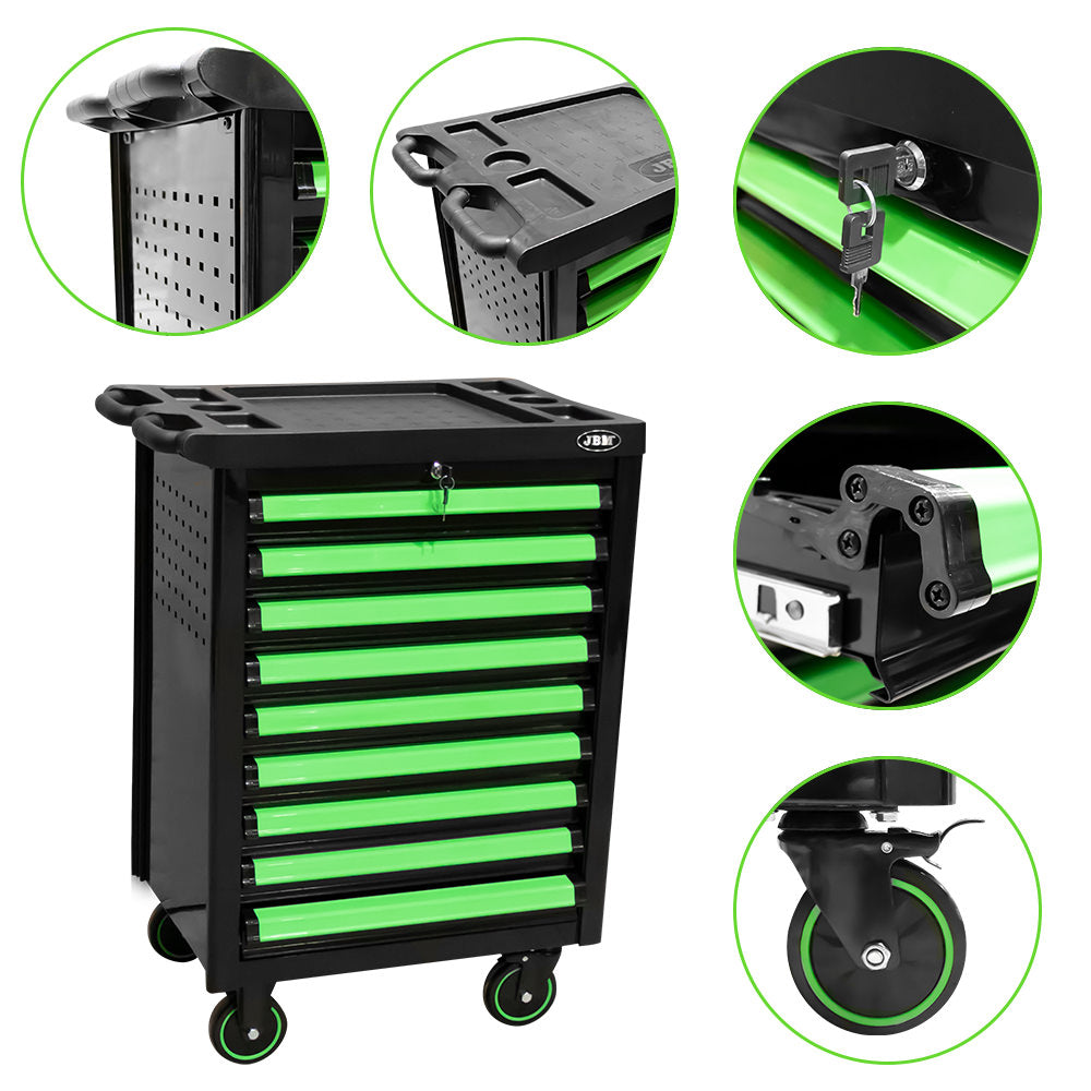 CARRELLO A 9 CASSETTI CON DIVISORI - VERDE | 53867