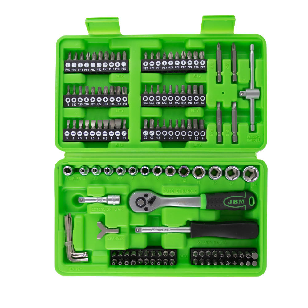 SET DI UTENSILI DA 130 PEZZI CON BUSSOLE E INSERTI 1/4 | 53953