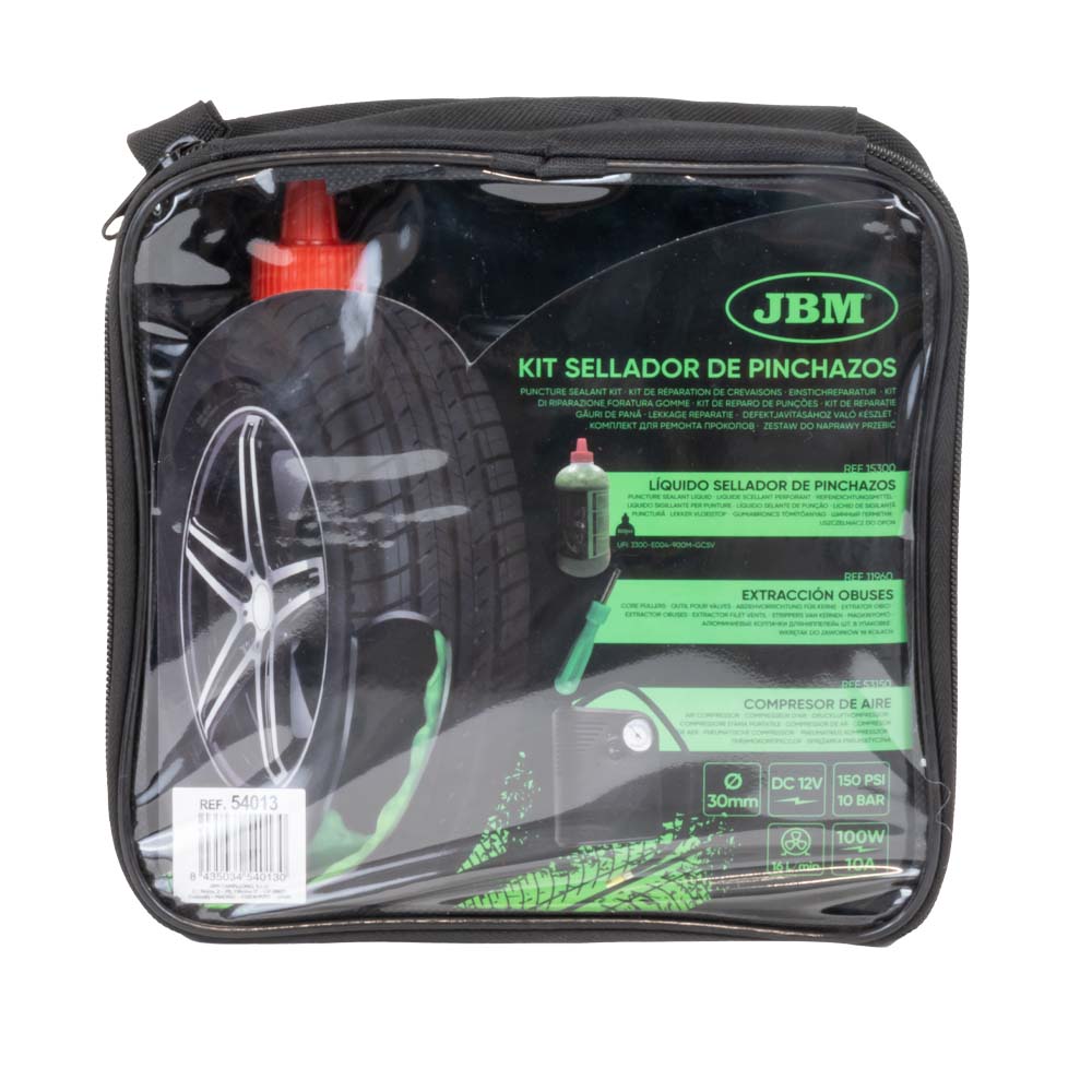 KIT DI RIPARAZIONE PNEUMATICI - LIQUIDO SIGILLANTE E COMPRESSORE D ARIA | 54013