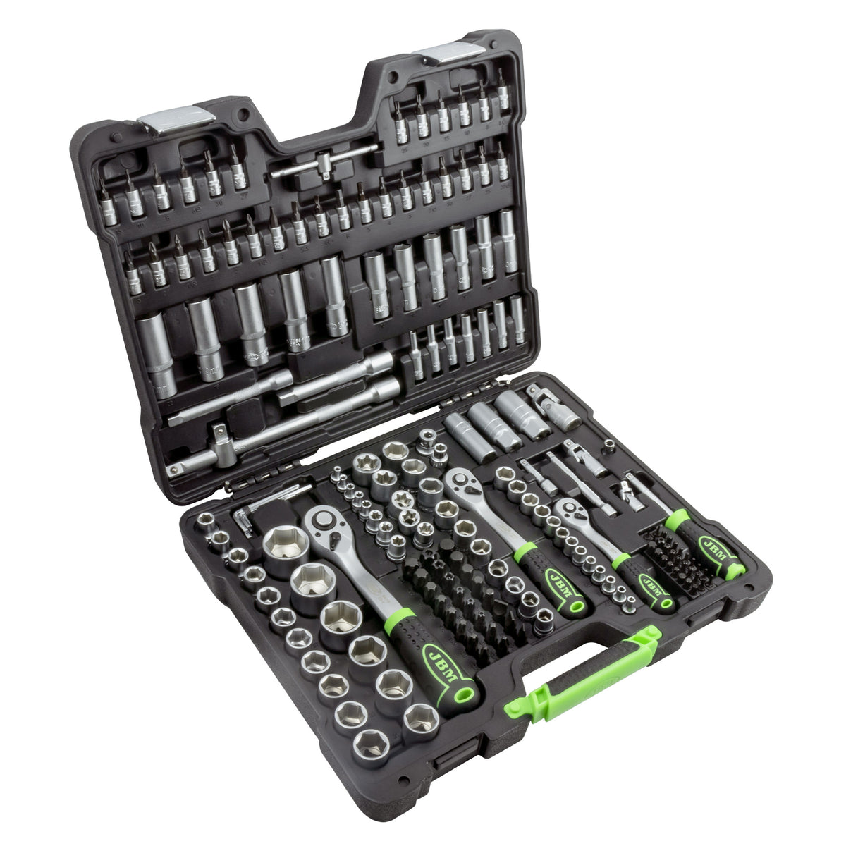 SET DI UTENSILI DA 179 PEZZI CON BUSSOLE ESAGONALI DA 1/4", 3/8" E 1/2" ? FINITURA ZINCATA | 54035