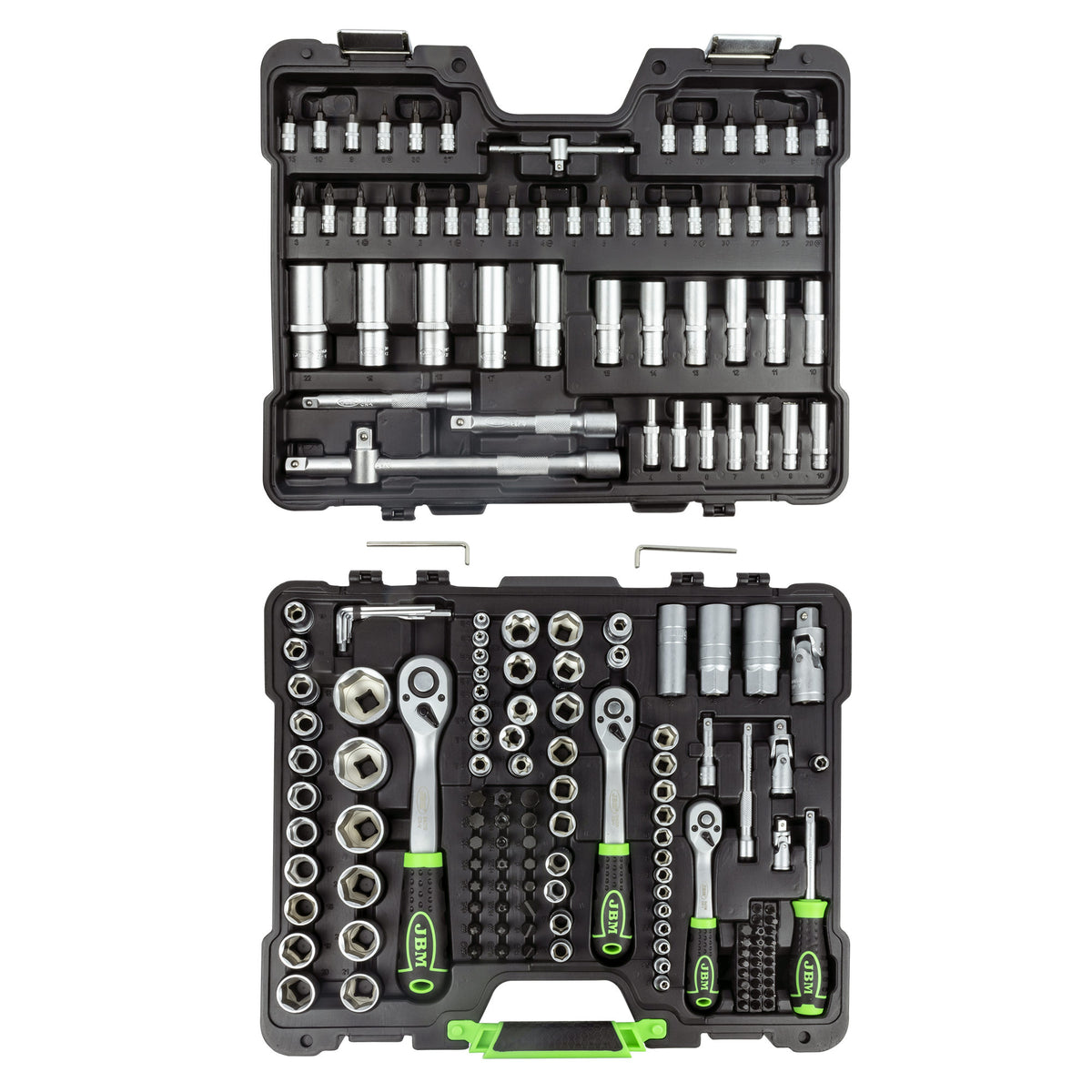 SET DI UTENSILI DA 179 PEZZI CON BUSSOLE ESAGONALI DA 1/4", 3/8" E 1/2" ? FINITURA ZINCATA | 54035