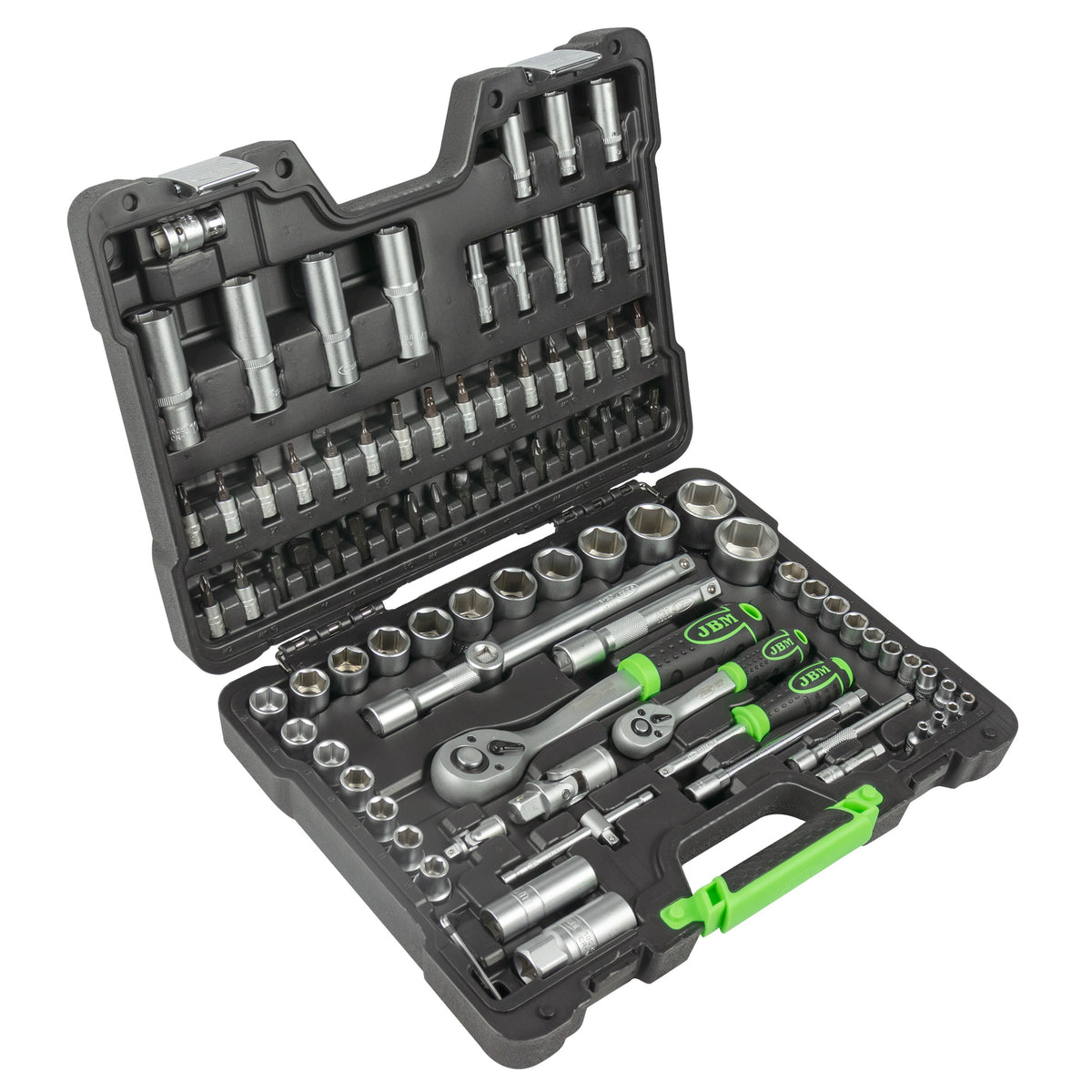 SET DI UTENSILI DA 94 PEZZI CON BUSSOLE ESAGONALI DA 1/4" E 1/2" ? FINITURA ZINCATA | 54038