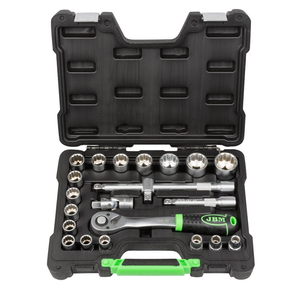 SET DI UTENSILI DA 22 PEZZI CON BUSSOLE A 12 PUNTE DA 1/2" ? FINITURA ZINCATA | 54116