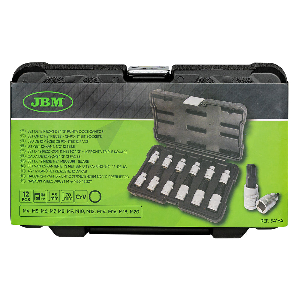 54164-SET DI 12 PEZZI DA 1/2" PUNTA POLIGONALE