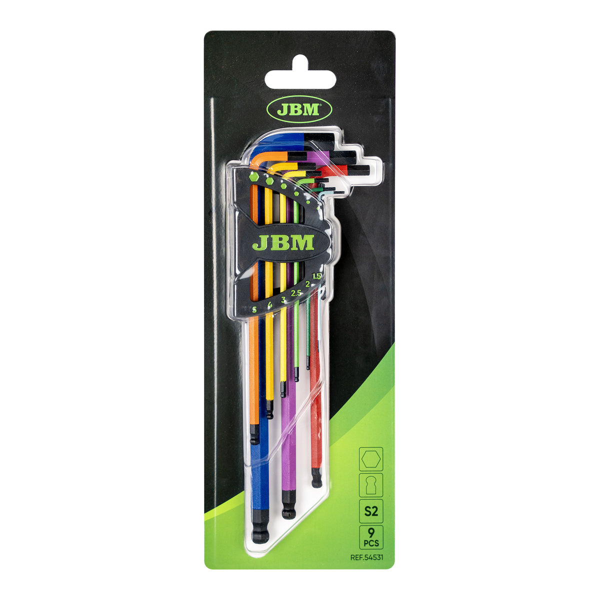 SET DI 9 CHIAVI ALLEN EXTRA LUNGHE COLORATE A PUNTA SFERICA | 54531