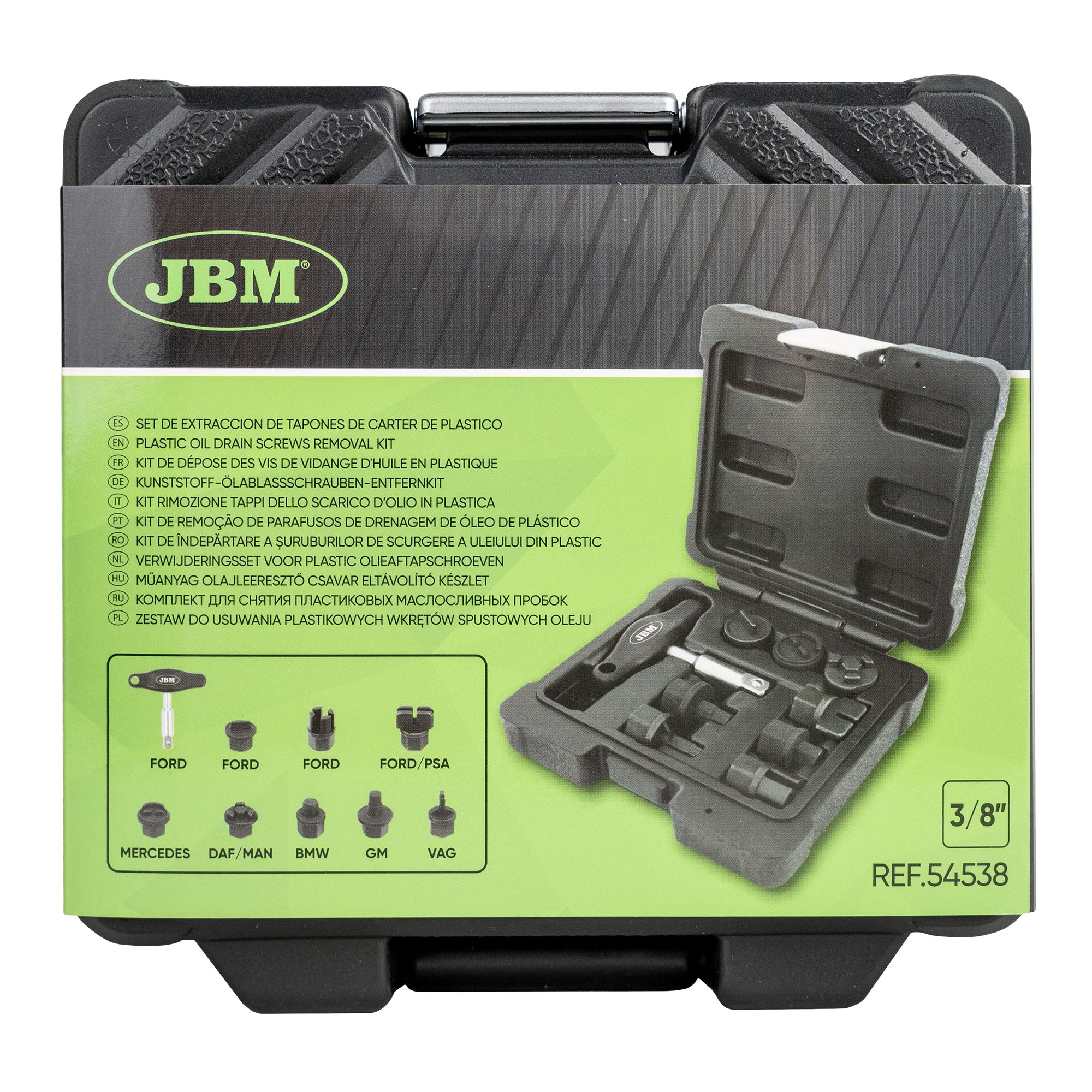 54538 KIT RIMOZIONE TAPPI DELLO SCARICO D’OLIO IN PLASTICA (9 PZ)