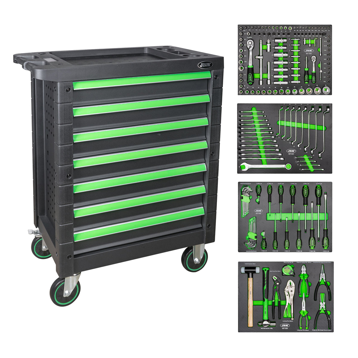 CARRELLO UTENSILI 7 CASSETTI UGUALI VERDE | 54553