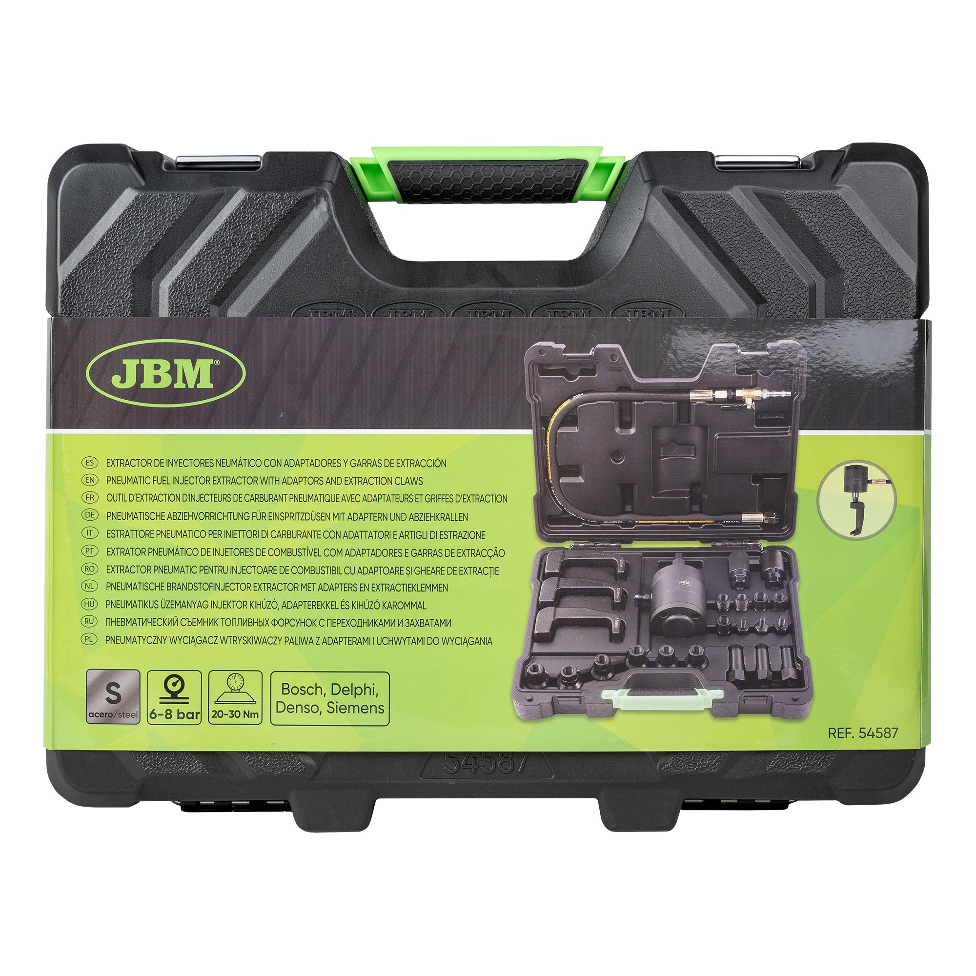 54587-ESTRATTORE PNEUMATICO PER INIETTORI DI CARBURANTE CON ADATTATORI E ARTIGLI DI ESTRAZIONE