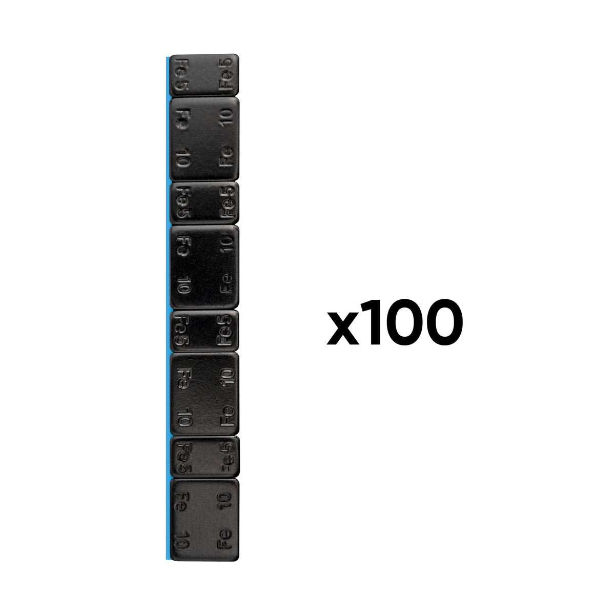 SCATOLA DA 100 CONTRAPPESI ADESIVI IN FERRO - 60 G (4X10 G + 4X5 G) - NERO | 54788