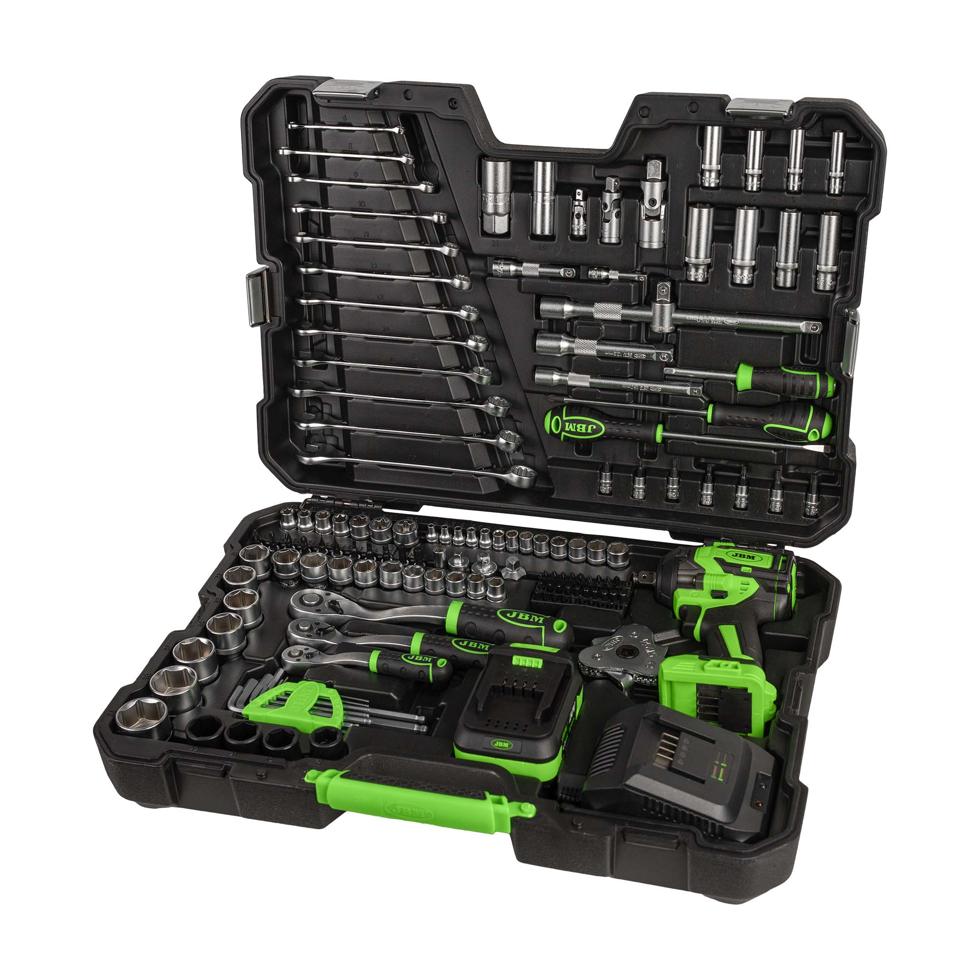 VALIGETTA CON ATTREZZI AVVITATORE AD IMPULSI BRUSHLESS A BATTERIA 800NM CON BUSSOLE ESAGONALI DA 1/4 | 54863