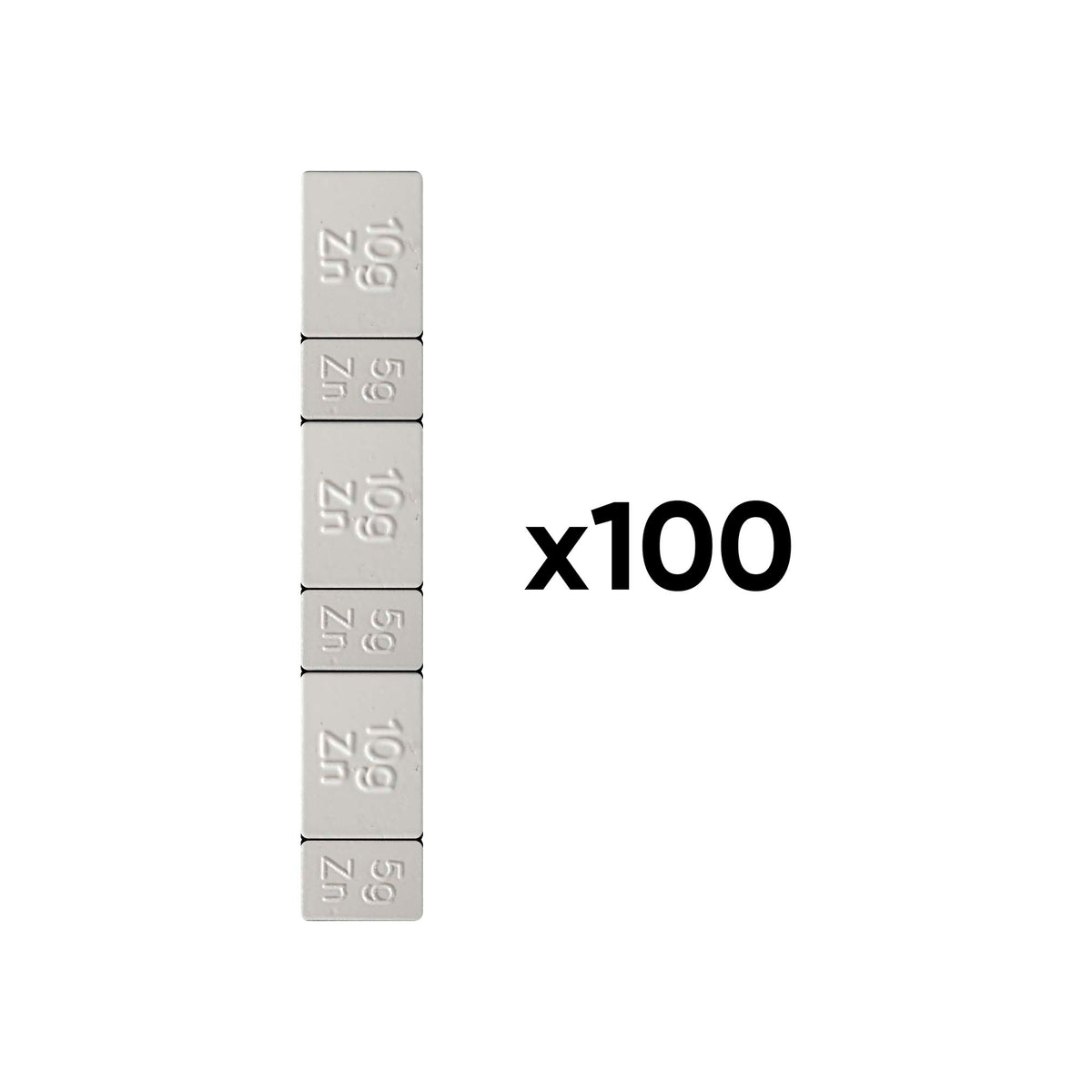 SCATOLA DI 100 CONTRAPPESI AUTOADESIVI IN ZINCO A LOSANGA - 45GR. (3X5G + 3X10G) | 54884