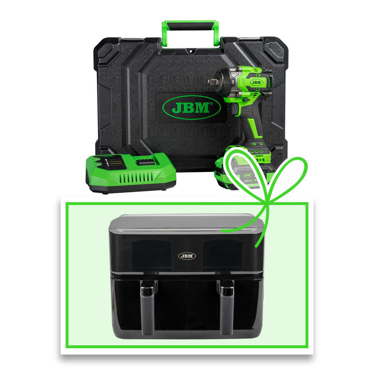 AVVITATORE A IMPULSI BRUSHLESS A BATTERIA 1/2"" 800NM CON VALIGETTA + FRIGGITRICE | 60046C-F