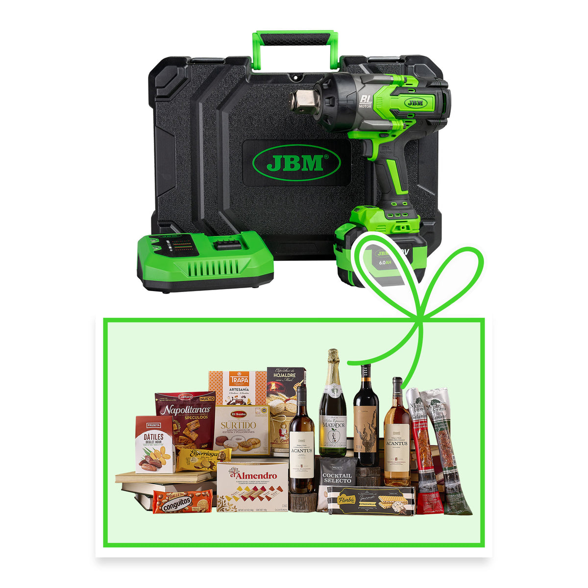 CHIAVE A IMPATTO 1"" 2300NM BRUSHLESS A BATTERIA CON CUSTODIA + CESTO DI NATALE | 60050C-C