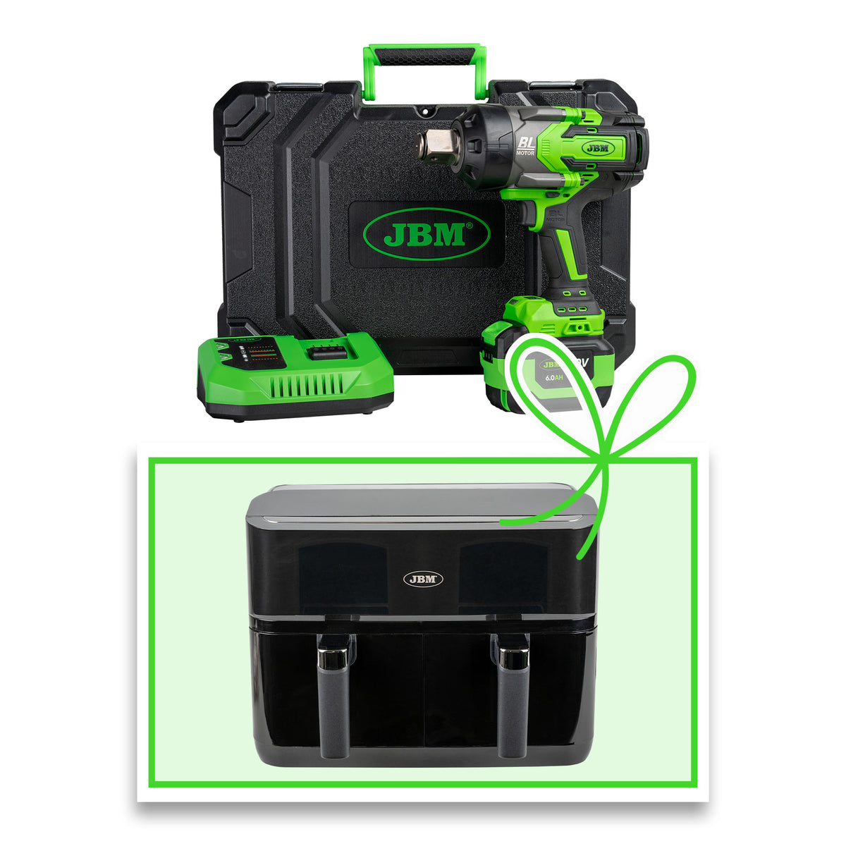 CHIAVE A IMPATTO 1"" 2300NM BRUSHLESS A BATTERIA CON CUSTODIA + FRIGGITRICE | 60050C-F