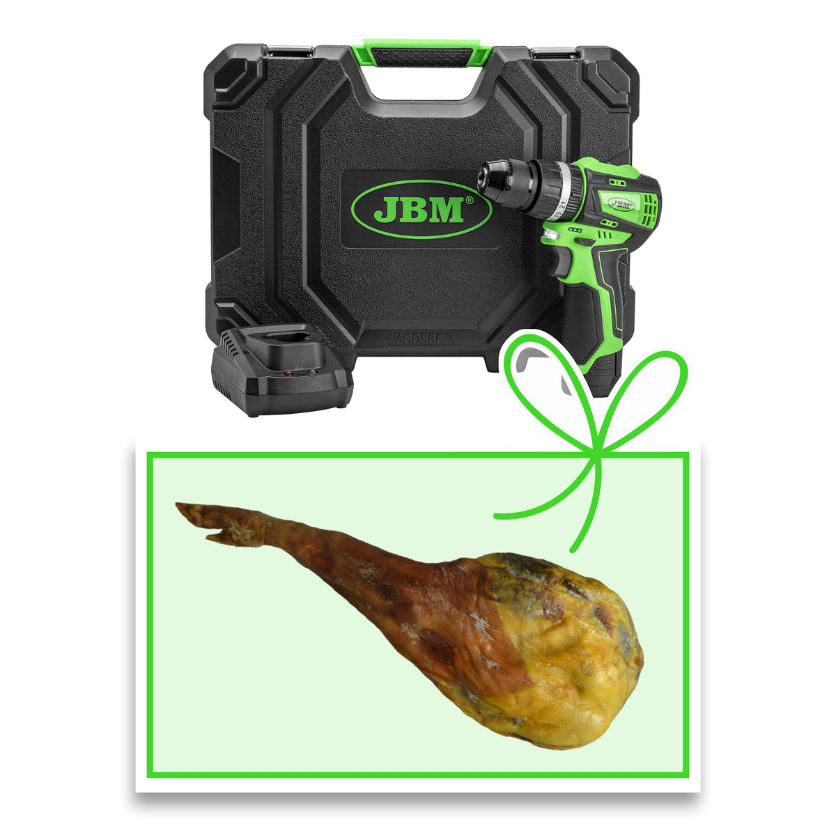 TRAPANO A PERCUSSIONE A BATTERIA 12V CON VALIGETTA + PROSCIUTTO | 60058C-P