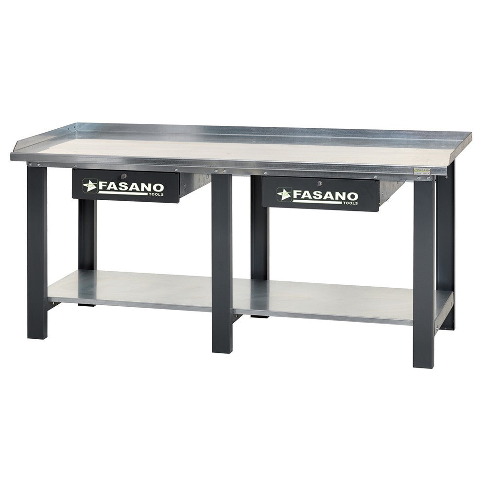 BANCO DA LAVORO CON RIPIANO IN ACCIAIO -2.0M-FG 129/D2