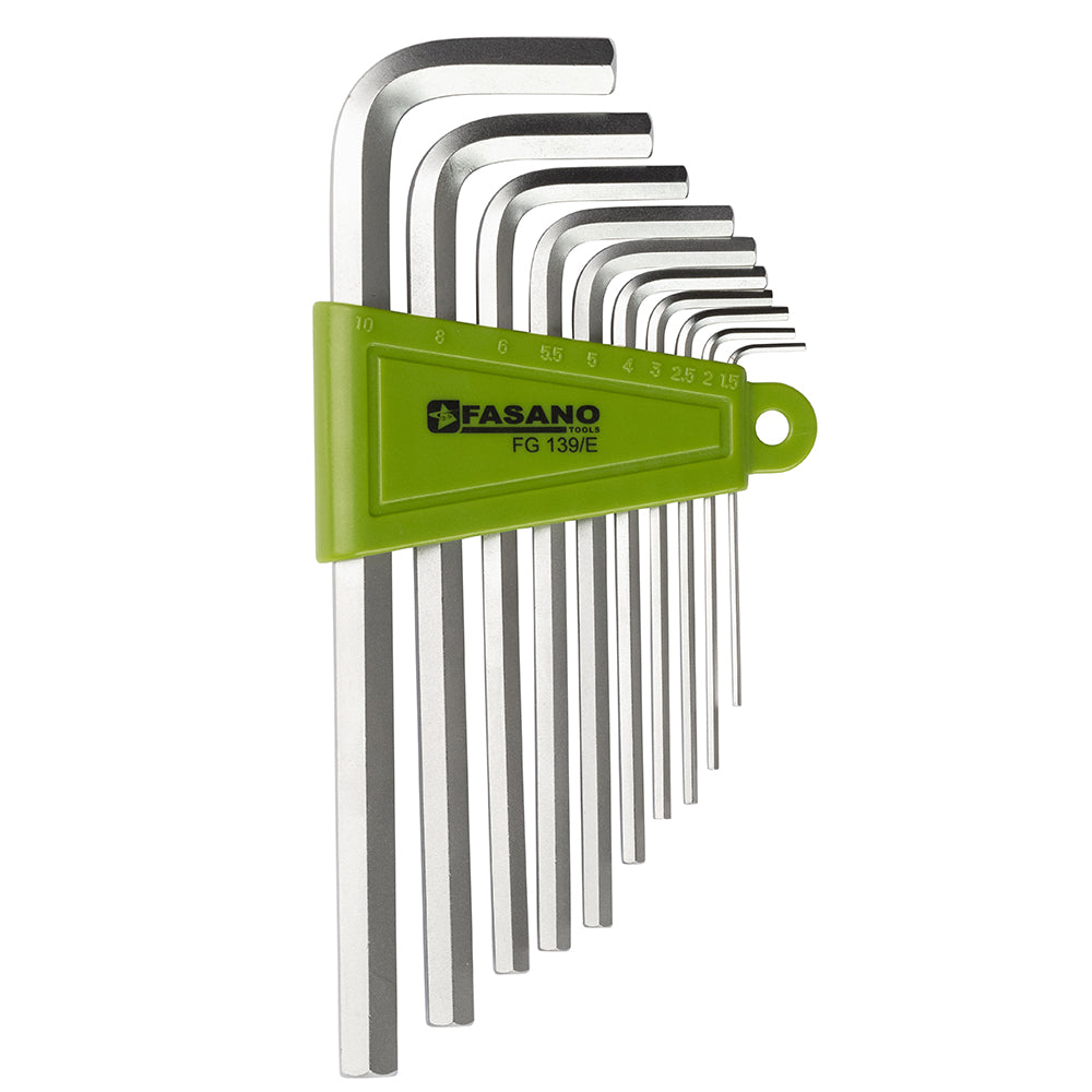 Set chiavi maschio esagonali piegate, serie zincocromata lunga | FG 139/E