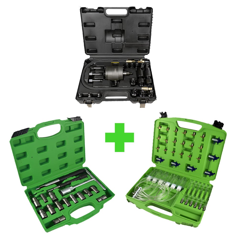 ESTRATTORE PNEUMATICO INIETTORI 54186 + SET SMERIGLIATORE INIETTORI 52813 + TESTER 51493 | SERIE437