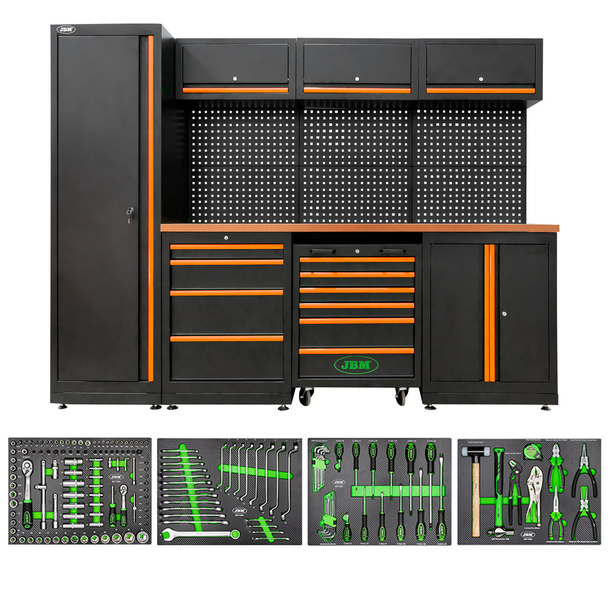 SET DI MOBILI COMPONIBILI PER OFFICINA (18 PEZZI) - ARANCIONE | SERIE446O