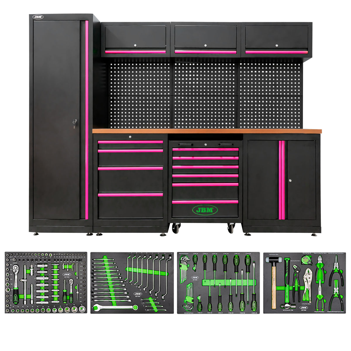 SET DI MOBILI COMPONIBILI PER OFFICINA (18 PEZZI) - ROSA | SERIE446P