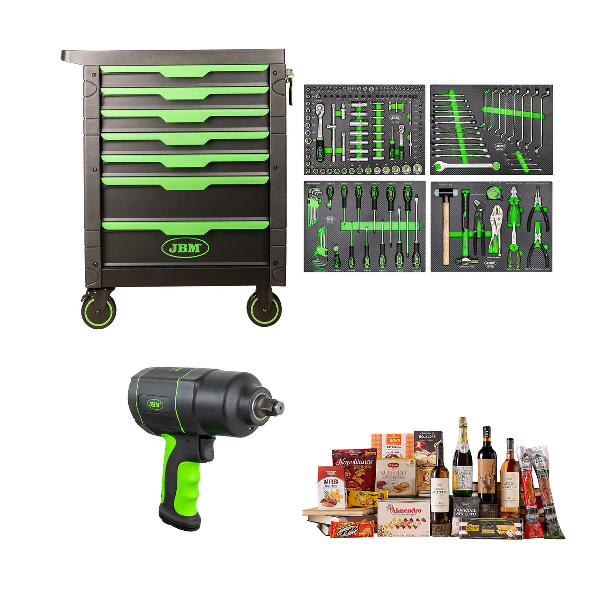 CARRELLO A 7 CASSETTI - VERDE + AVVITATORE PNEUMATICO DA 1/2" 1200NM | SERIE495C
