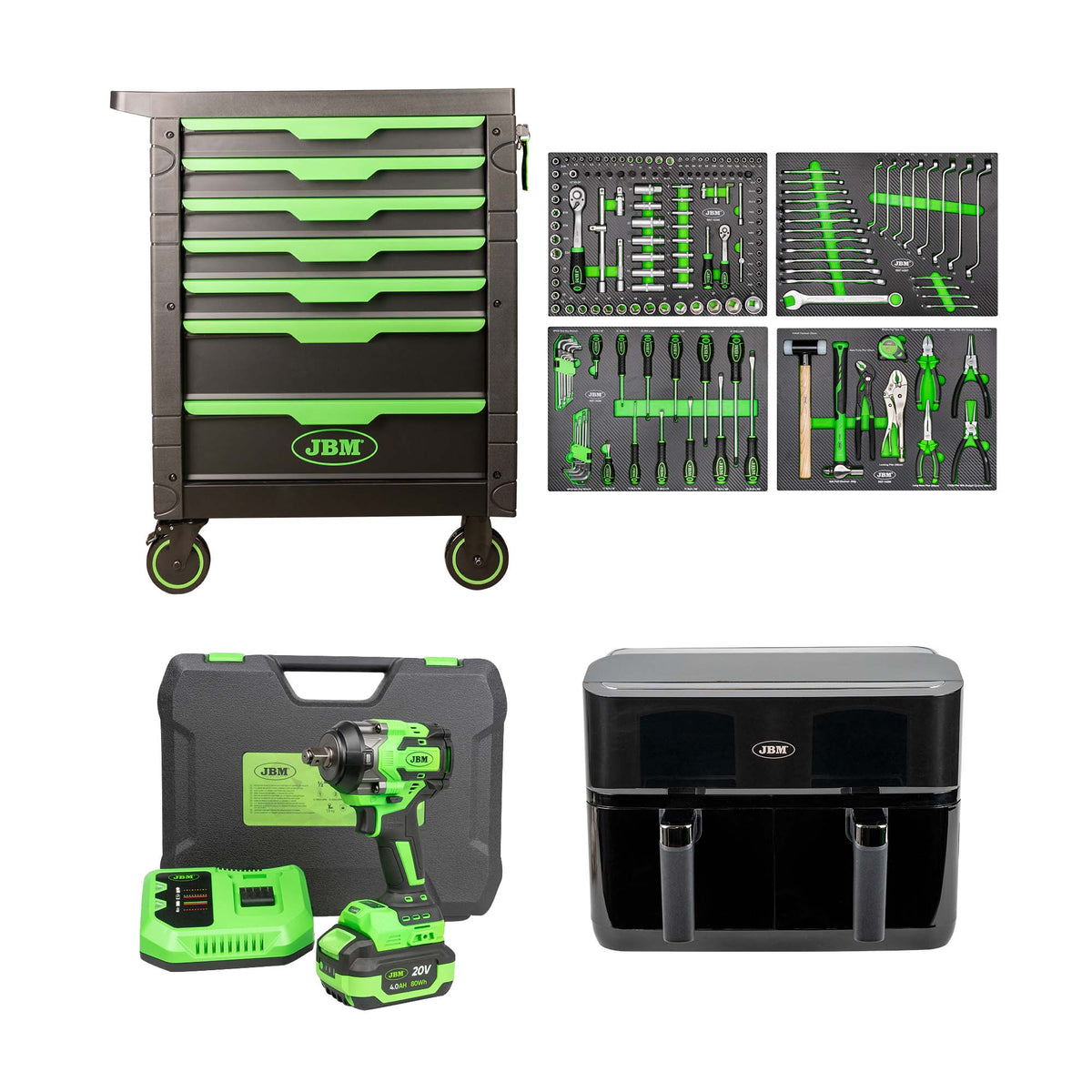 CARRELLO A 7 CASSETTI - VERDE + 60046C CHIAVE A IMPATTO BRUSHLESS 1/2" 800NM | SERIE531F