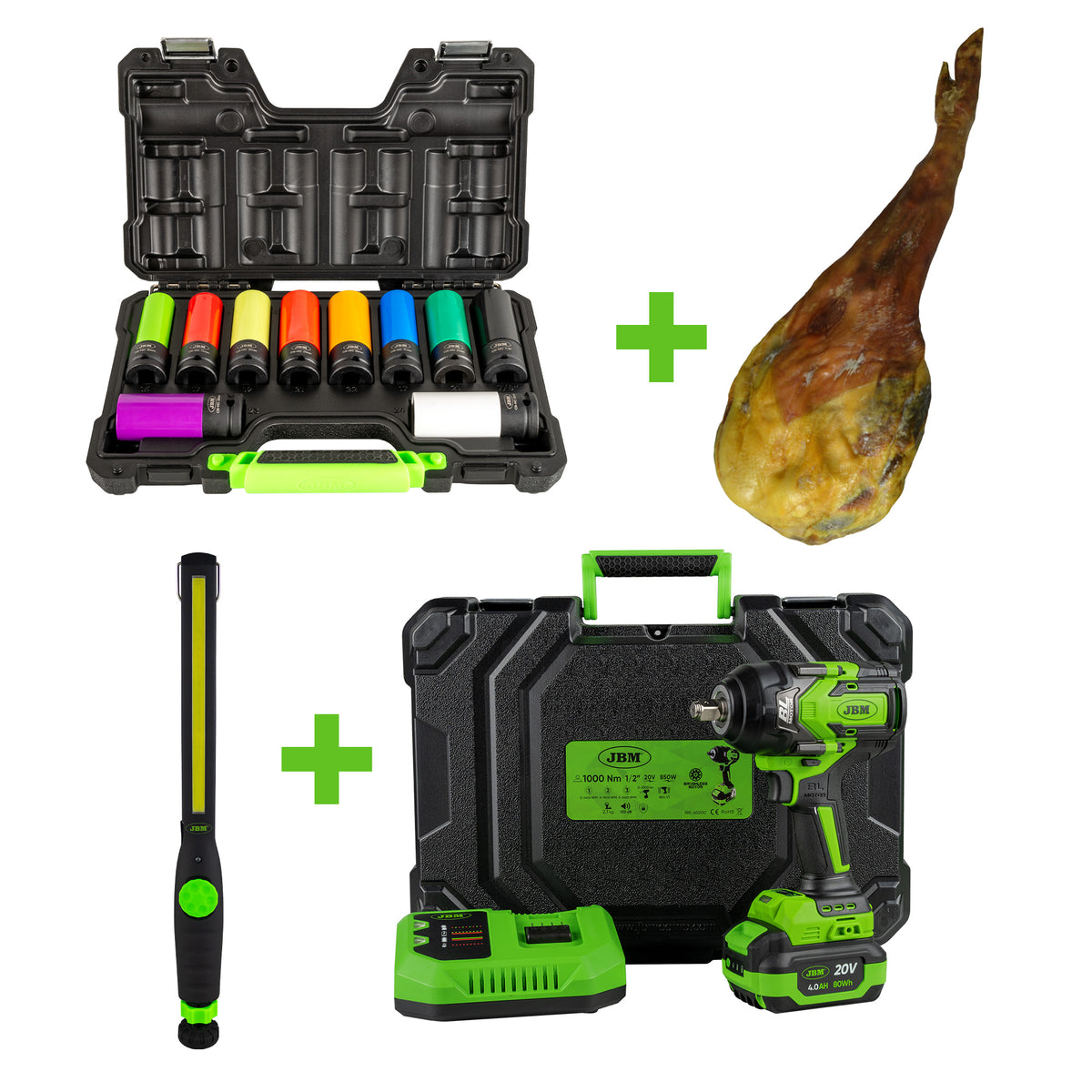 SET DI 10 BUSSOLE PNEUMATICHE + CHIAVE A PERCUSSIONE + LAMPADA DA LAVORO 400LM +PROSCIUTTO SPAGNOLO | SERIE540