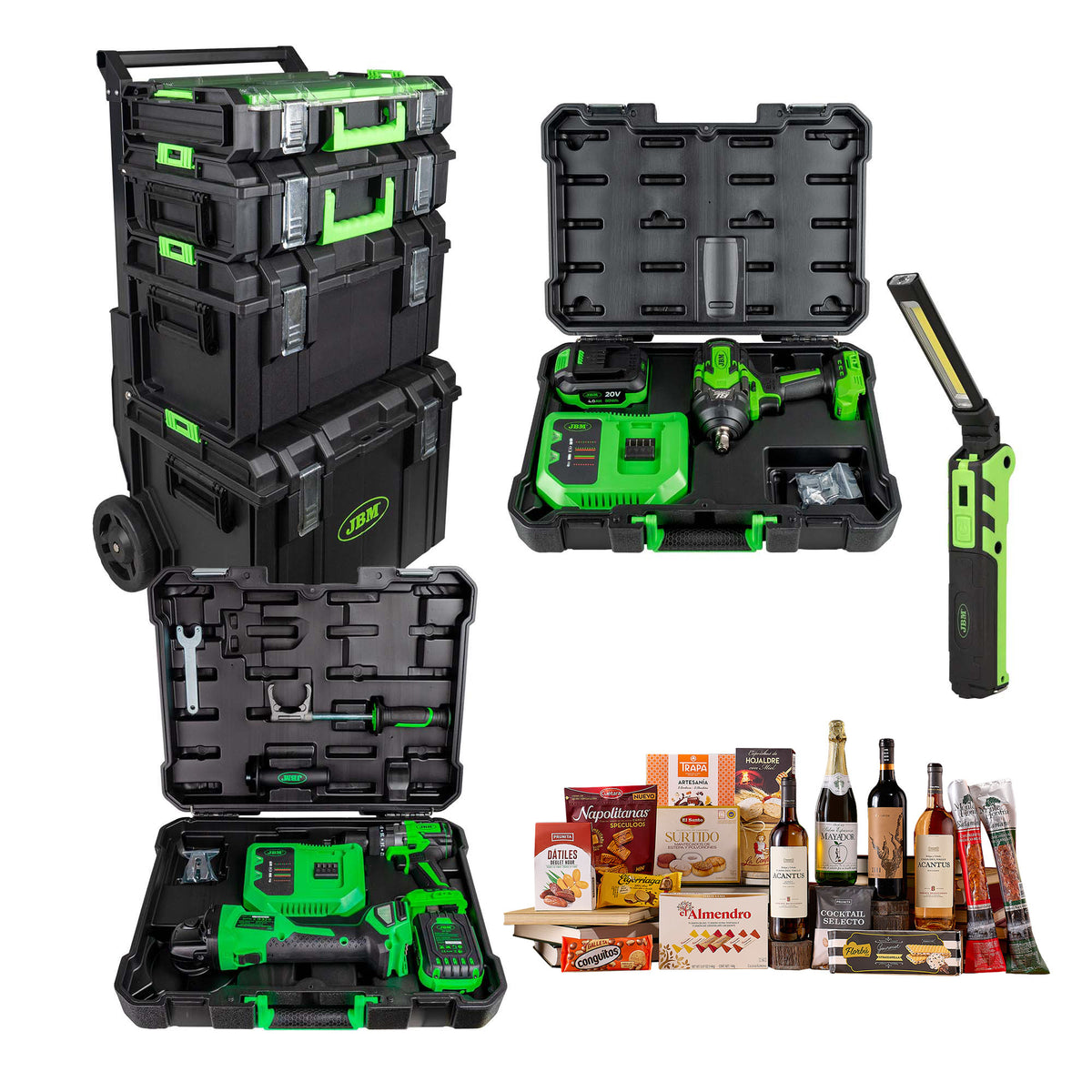 CARRELLO MODULARE + AVVITATORE 1/2" 1000NM + SMERIGLIATRICE ANGOLARE E TRAPANO + MINI LAMPADA LED | SERIE580C