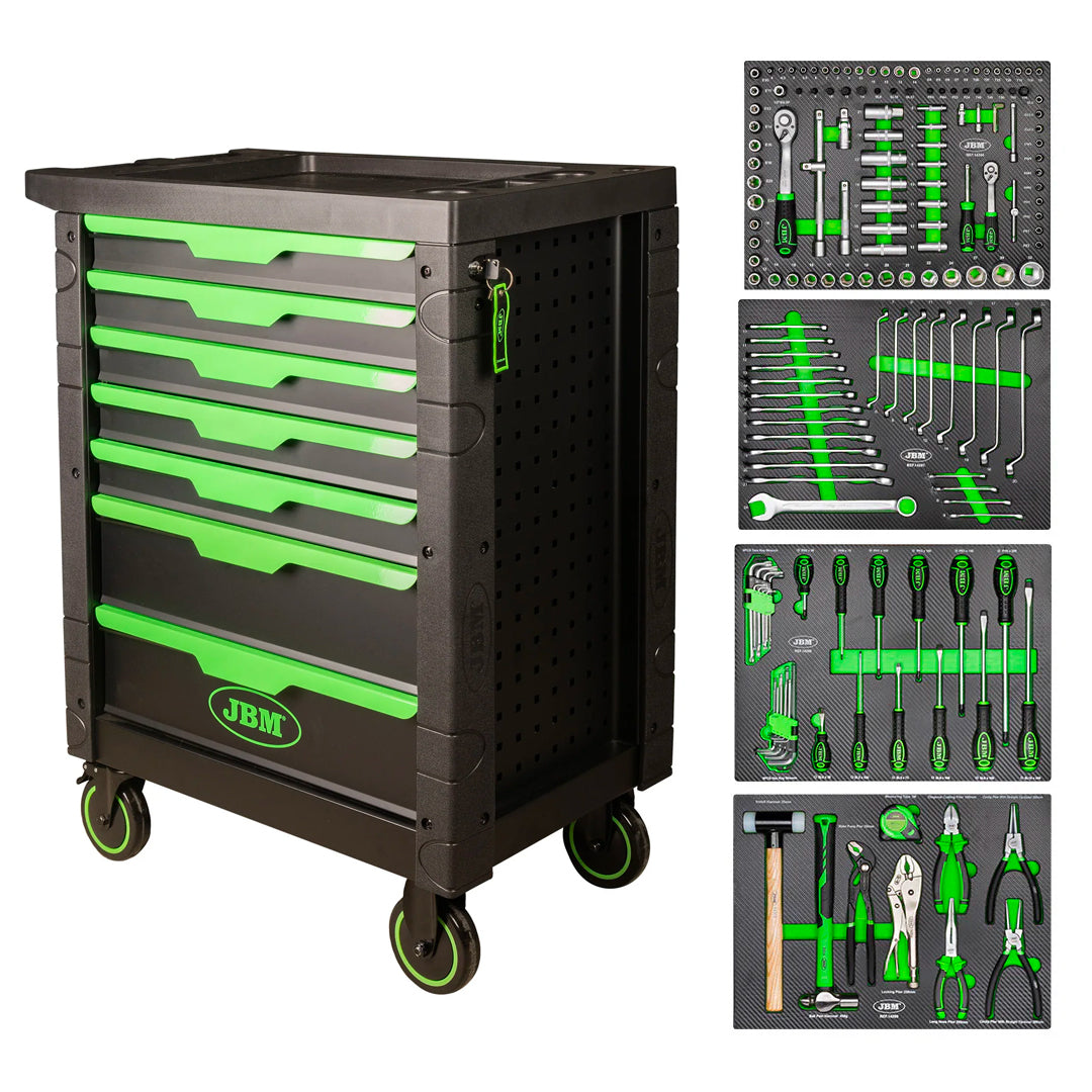 54503 CARRELLO A 7 CASSETTI CON UTENSILI VERDE