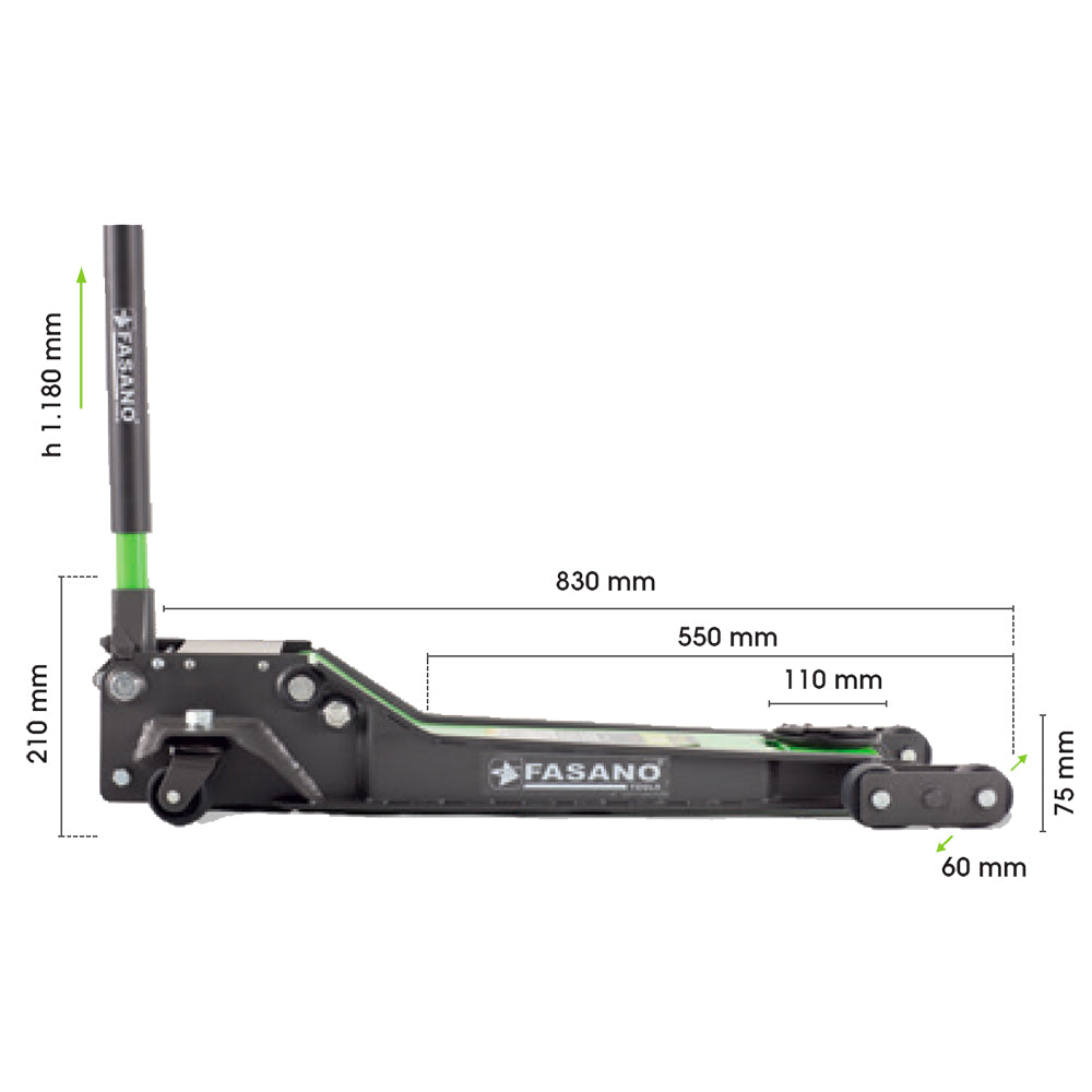 CRIC SOLLEVATORE IDRAULICO 2T | MODELLO RIBASSATO | FG 721/2T