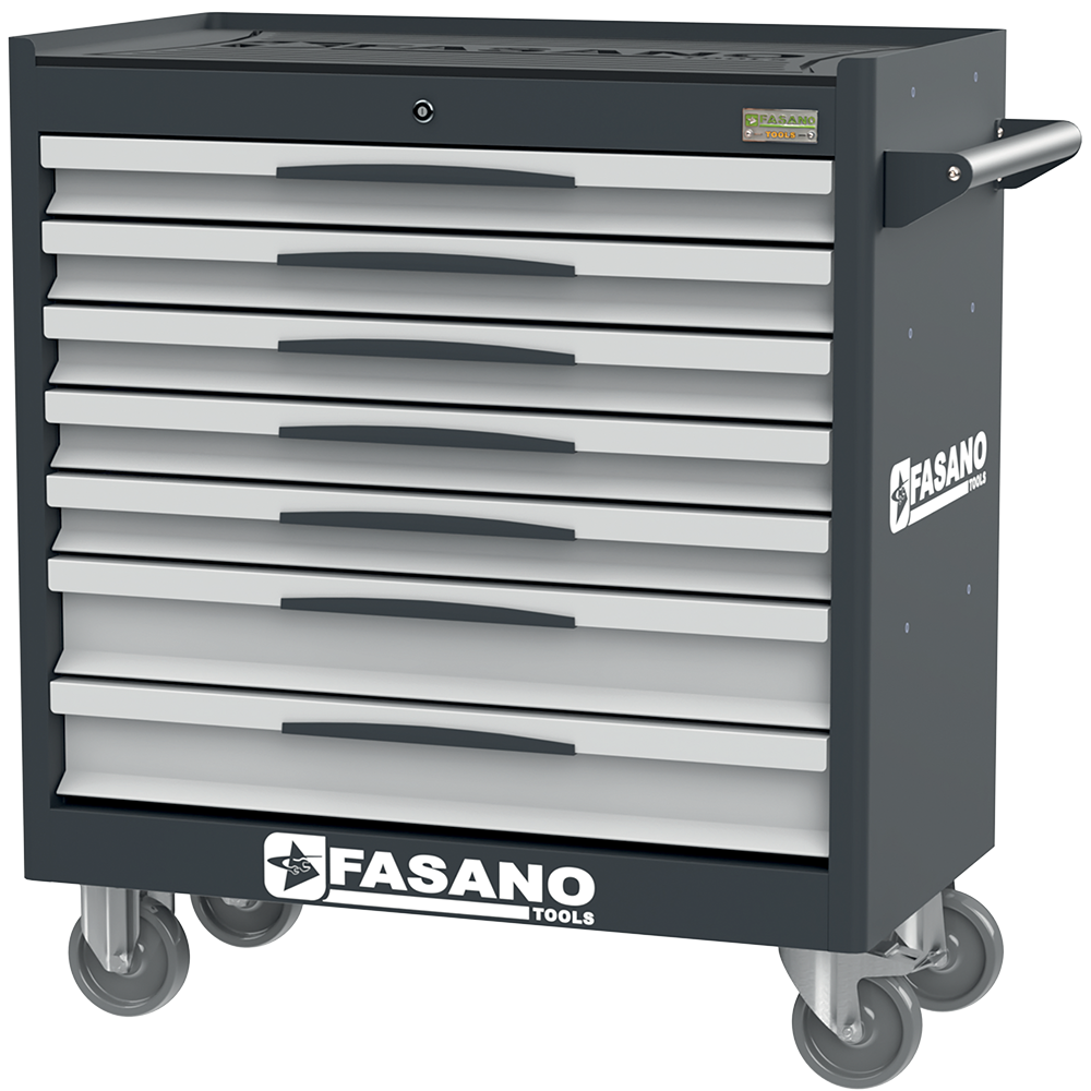 Carrello porta utensili mod. FG 104 con top in gomma a 7 cassetti | FG 104D/7G