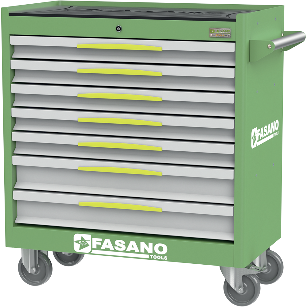 Carrello porta utensili mod. FG 104 con top in gomma a 7 cassetti | FG 104D/7G