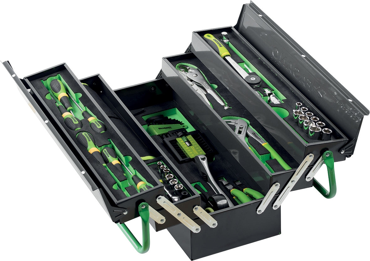 Cassetta Porta Utensili a 5 scomparti con Assortimento 104 Utensili Professionali | FG 111/AS104